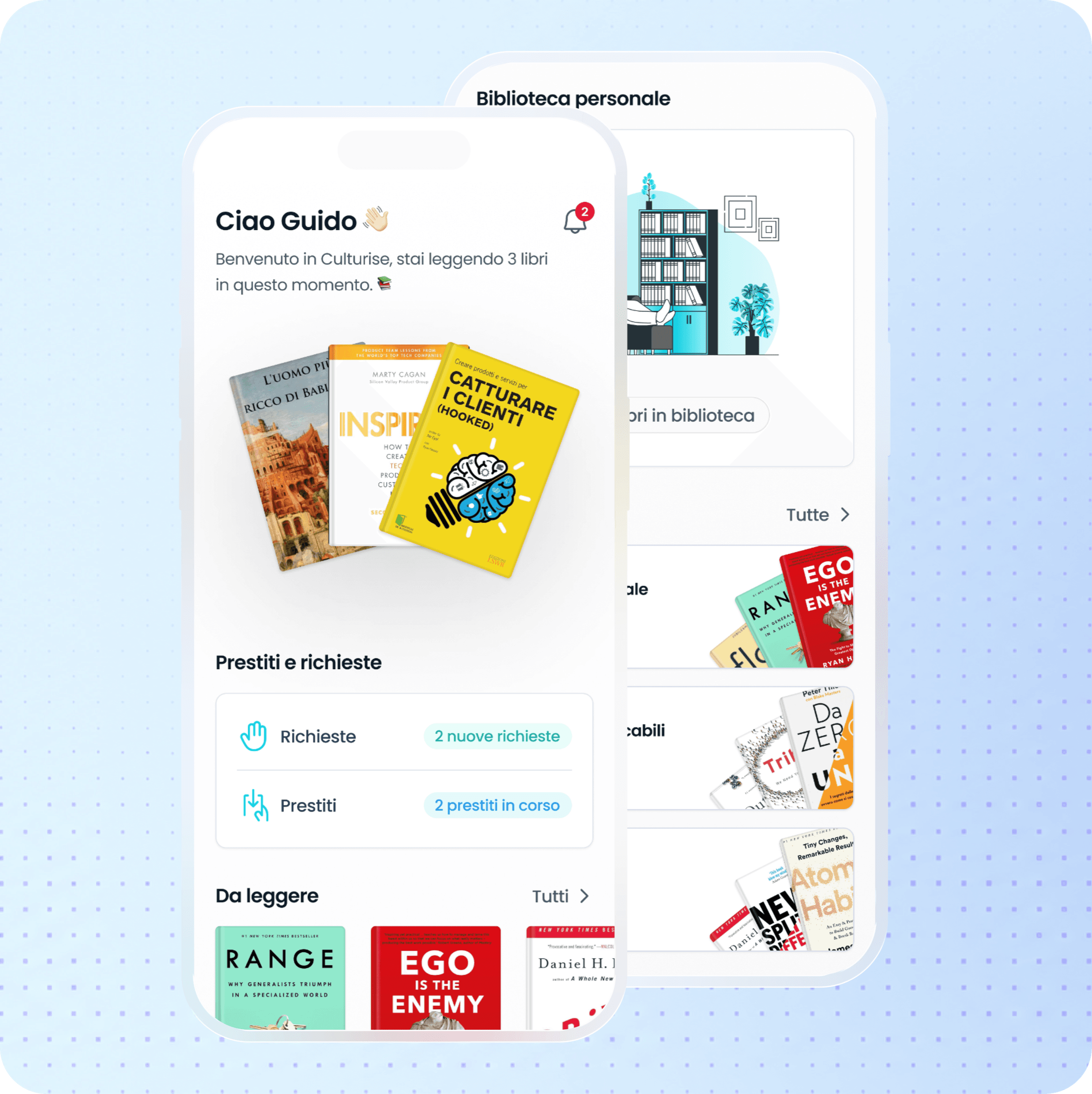 Interfaccia Culturise per biblioteca personale e percorsi di lettura
